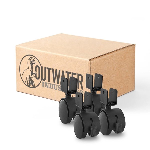 Outwater 2 in. Wheel Diameter, Black Nylon Swivel Hooded Samson Twin Wheel Caster with Brake, 4PK 3P1.14.00056